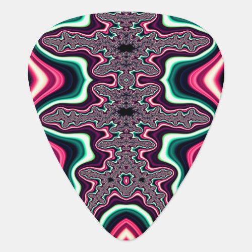 Groovy Psychedelic Green and Red Fractal Guitar Pick