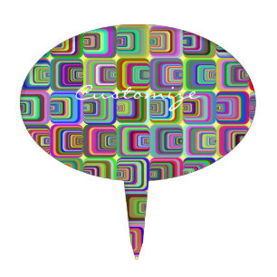 Groovy psychedelic hippie-style Thunder_Cove Cake Topper