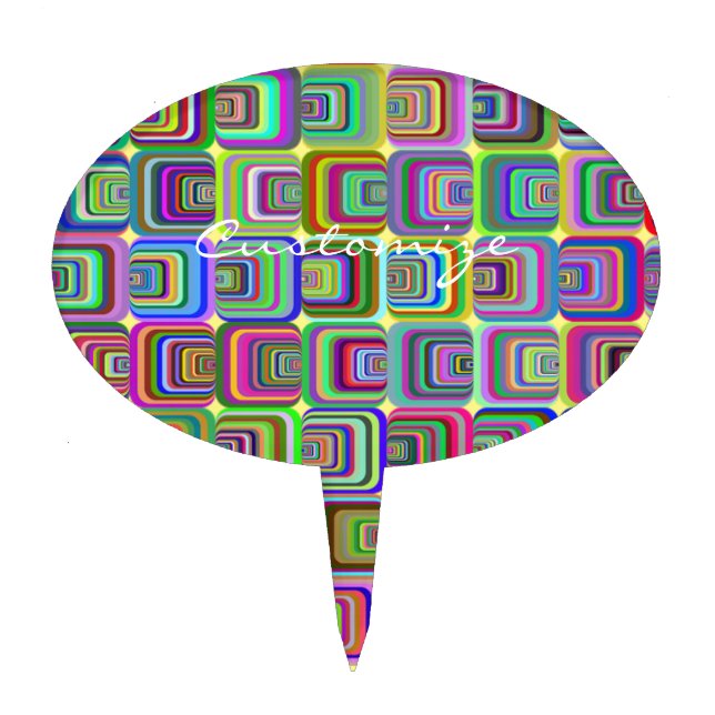 Groovy psychedelic hippie-style Thunder_Cove Cake Topper (Front)