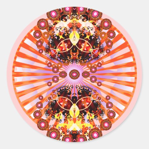Groovy Psychedelic Mandala Classic Round Sticker