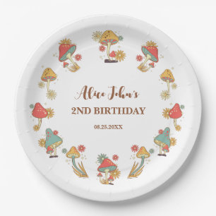 Groovy Psychedelic Mushroom Kids Birthday Paper Plates