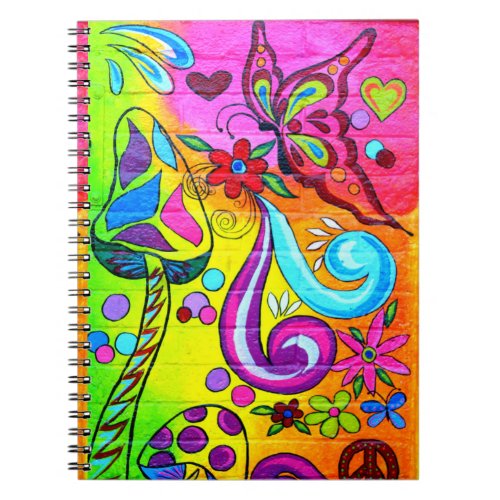 groovy psychedelic mushroom love notebook