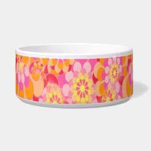 Groovy Psychedelic Pink Orange Hippy Flower Bowl