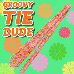 Groovy Psychedelic Pink Orange Hippy Flower Neck Tie<br><div class="desc">This design features a groovy psychedelic hippy floral pattern in pinks,  oranges and yellows.</div>