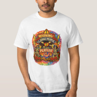 Groovy Psychedelic Skull & Roses Playlist T-Shirt