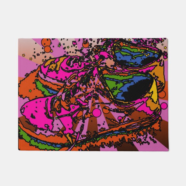 Groovy Psychedelic Sneakers Doormat (Front)