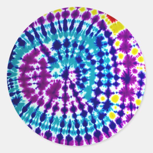 Groovy Psychedelic Spiral Tie Dye Batik Art  Classic Round Sticker