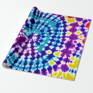 Groovy Psychedelic Spiral Tie Dye Batik Art Wrapping Paper