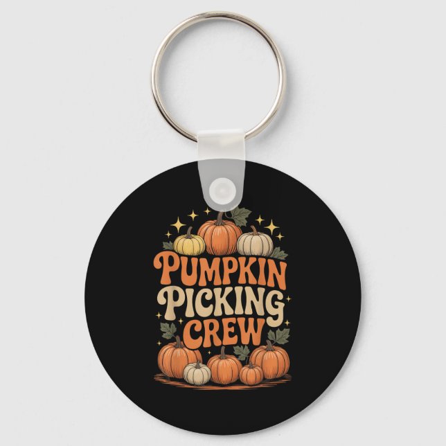 Groovy Pumpkin Cking Crew Matching Family Autumn F Keychain (Front)