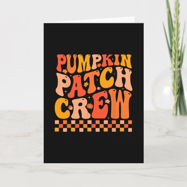Groovy Pumpkin Patch Crew Fall Vibes Autumn Thanks Card (Front)