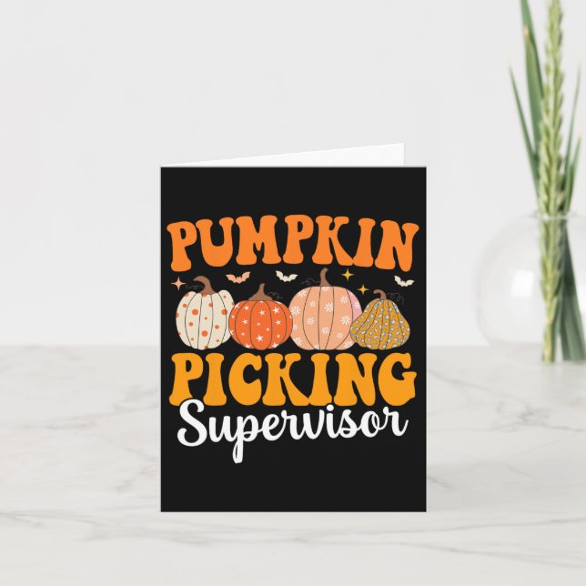 Groovy Pumpkin Picking Supervisor Matching Family  Card (Front)