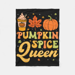 Groovy Pumpkin Spice Queen Halloween Thanksgiving  Fleece Blanket