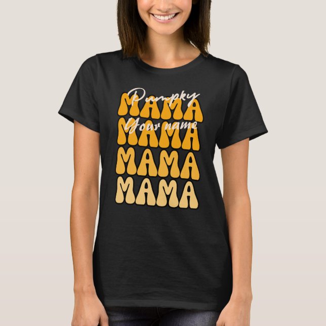 Groovy Pumpky Mama Funny Fall Halloween T-Shirt (Front)