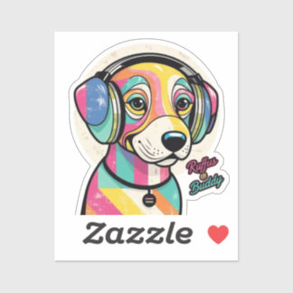 Groovy Puppy: A Colorful Canine Sticker