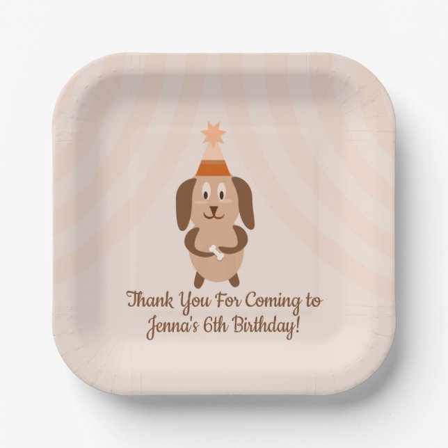 Groovy Puppy Birthday Party  Paper Plates (Front)