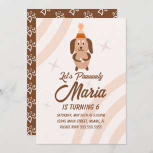Groovy Puppy Birthday Paw-ty Party Animal Invitation