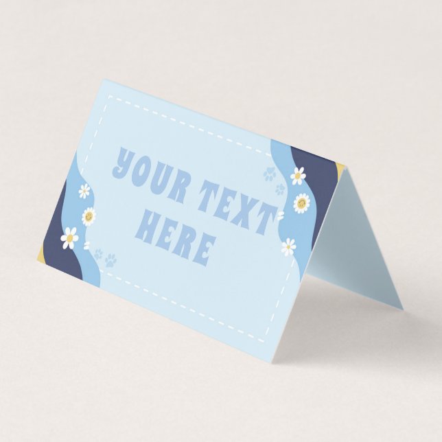 Groovy Puppy Food Tent for Birthday Party Blue Business Card (Front)
