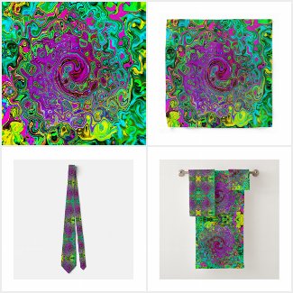 Groovy Purple Abstract Retro Liquid Swirl