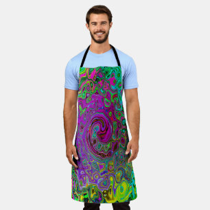 Groovy Purple Abstract Retro Liquid Swirl Apron