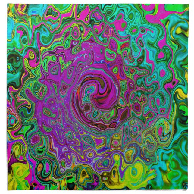 Groovy Purple Abstract Retro Liquid Swirl Cloth Napkin (Front)