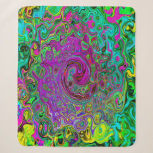 Groovy Purple Abstract Retro Liquid Swirl Sherpa Blanket
