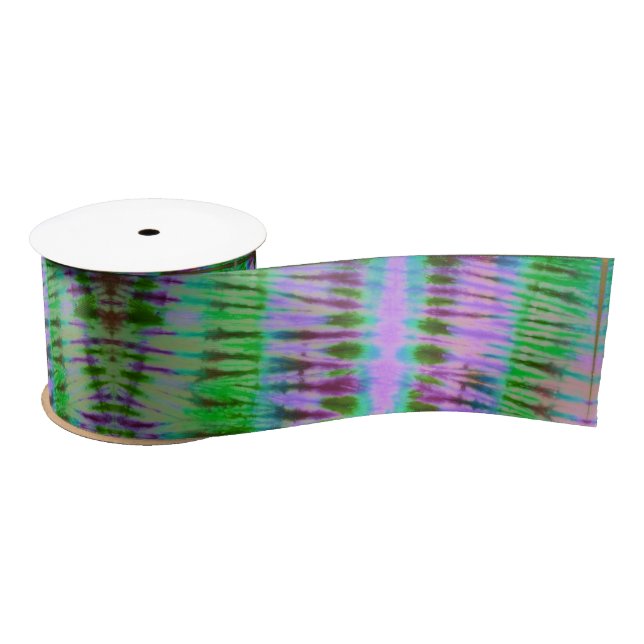 Groovy Purple and Green Tie Dye Ribbon (Spool)