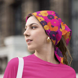 Groovy Purple and Pink Hippie Flower Power Bandana