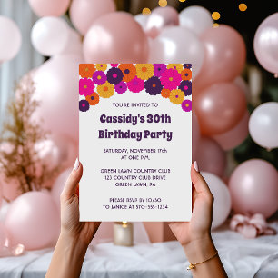 Groovy Purple and Pink Hippie Flower Power Invitation
