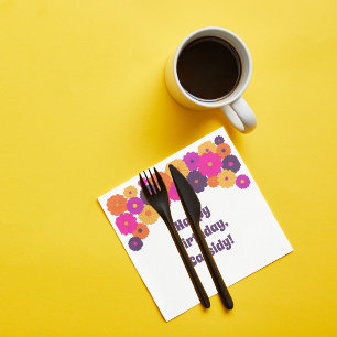 Groovy Purple and Pink Hippie Flower Power Napkins