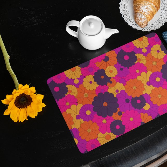 Groovy Purple and Pink Hippie Flower Power Placemat (Creator Uploaded)