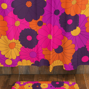 Groovy Purple and Pink Hippie Flower Power Shower Curtain