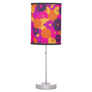 Groovy Purple and Pink Hippie Flower Power Table Lamp