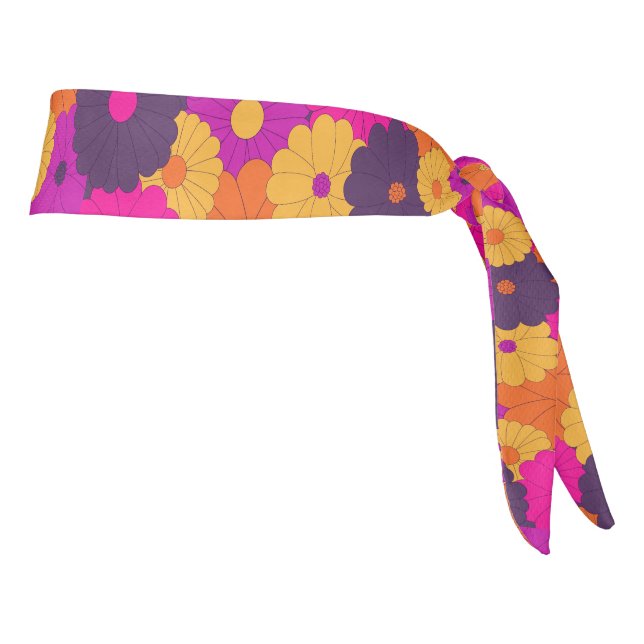 Groovy Purple and Pink Hippie Flower Power Tie Headband (Rotate 90)