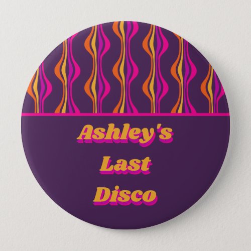 Groovy Purple Disco Bachelorette Party Button