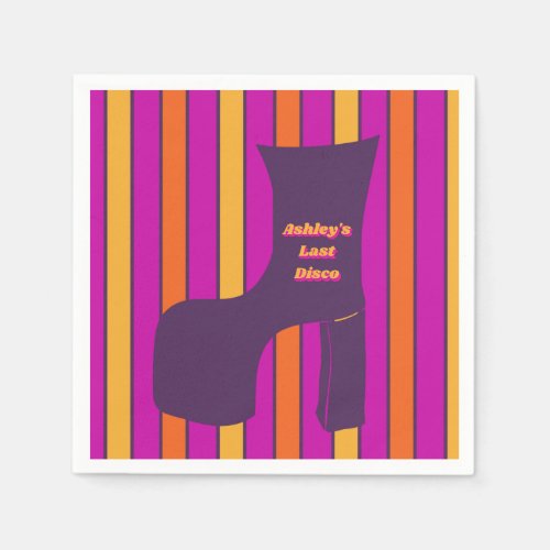 Groovy Purple Disco Bachelorette Party Napkins