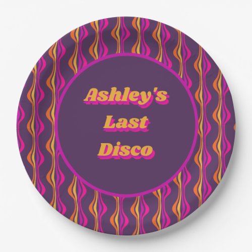 Groovy Purple Disco Bachelorette Party Paper Plates