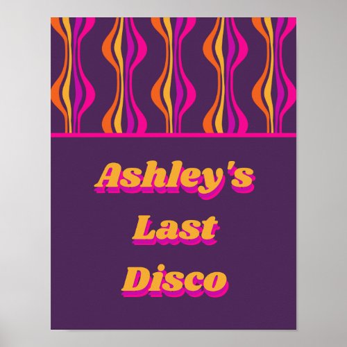 Groovy Purple Disco Bachelorette Party Poster
