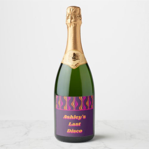 Groovy Purple Disco Bachelorette Party Sparkling Wine Label