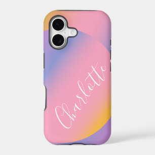 Groovy Purple Gradient Personalized Script Name iPhone 17 Case