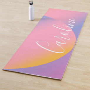 Groovy Purple Gradient   Personalized Script Name Yoga Mat