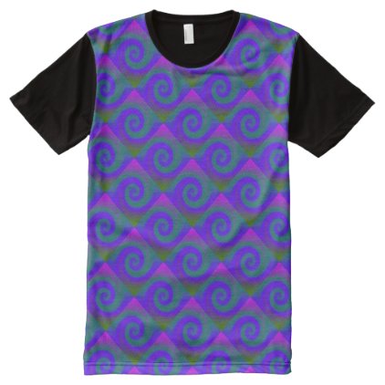 Groovy Purple Green Swirl Abstract All-Over-Print Shirt