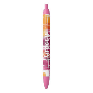 Groovy Purple Orange Plaid Stripes   Pen