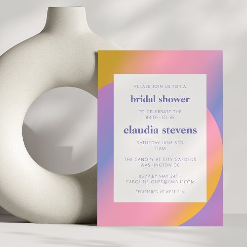 Groovy Purple Pink Gradient  Bridal Shower Invitation