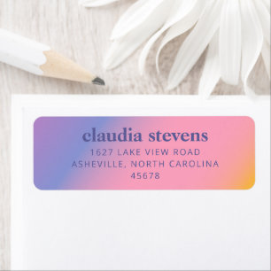 Groovy Purple Pink Gradient Bridal Shower Label