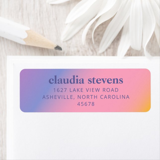 Groovy Purple Pink Gradient | Bridal Shower  Label (Insitu)