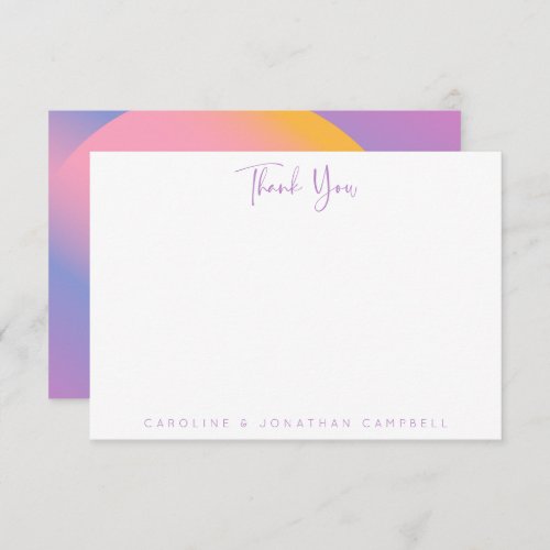 Groovy Purple Pink Gradient Custom Name Thank You Card