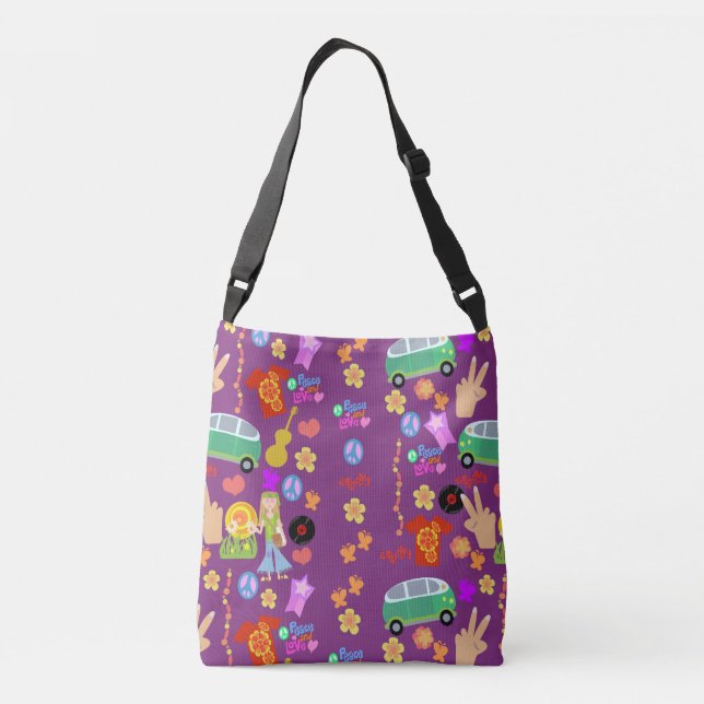 Groovy Purple Sixties Crossbody Bag (Back)