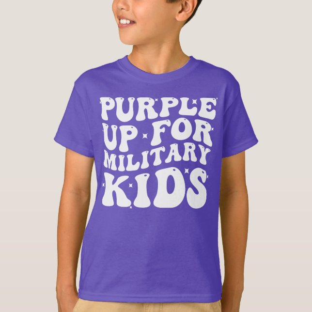 Groovy Purple Up For Military Kids Military Child T-Shirt (Front)