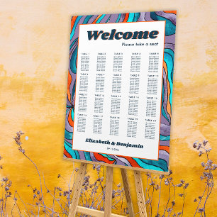 Groovy Purple Wedding Seating Chart Template Photo Foam Board