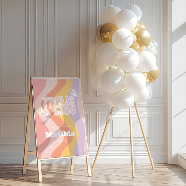 groovy rainbow 5 is a vibe 60's retro daisy cool foam board (Creator Uploaded)